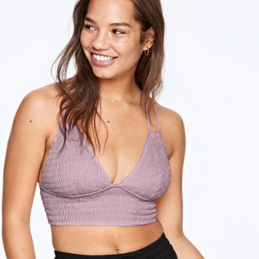 Pink Victoria's Secret smocked triangle bralette S